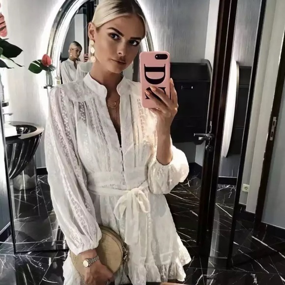 Lace & Ruffle Button Down Boho Chic Dress - Picture 9 of 9